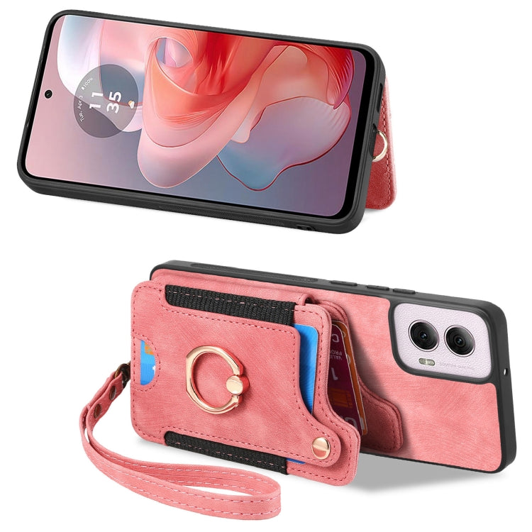 Retro Skin-feel Ring Multi-card RFID Wallet Phone Case