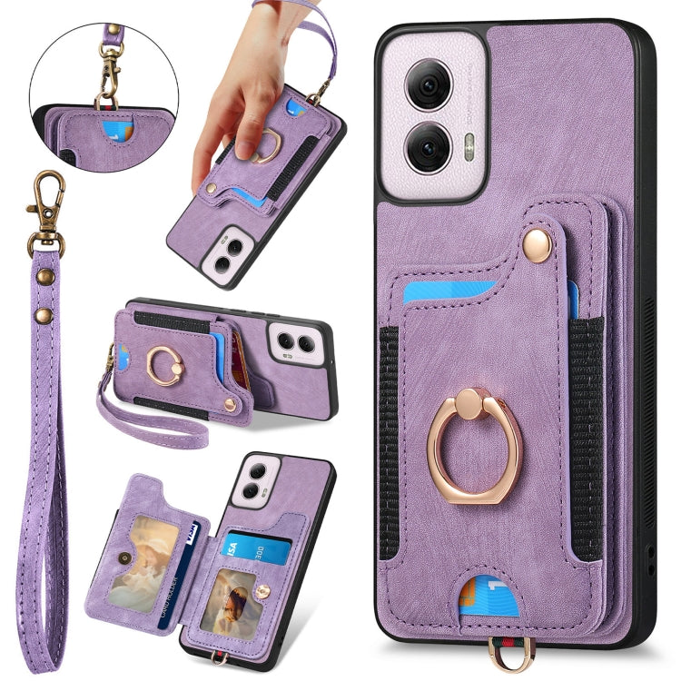 Retro Skin-feel Ring Multi-card RFID Wallet Phone Case