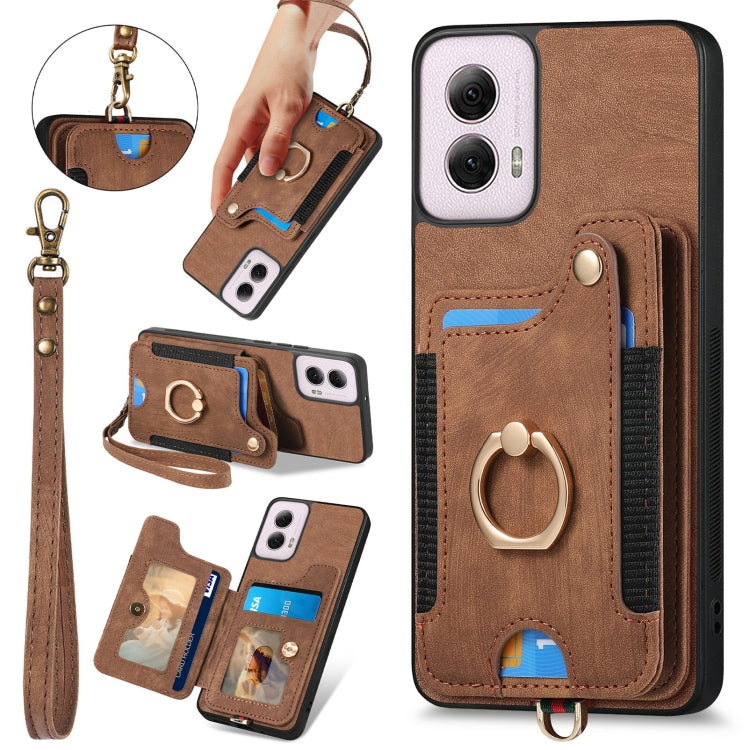 Retro Skin-feel Ring Multi-card RFID Wallet Phone Case