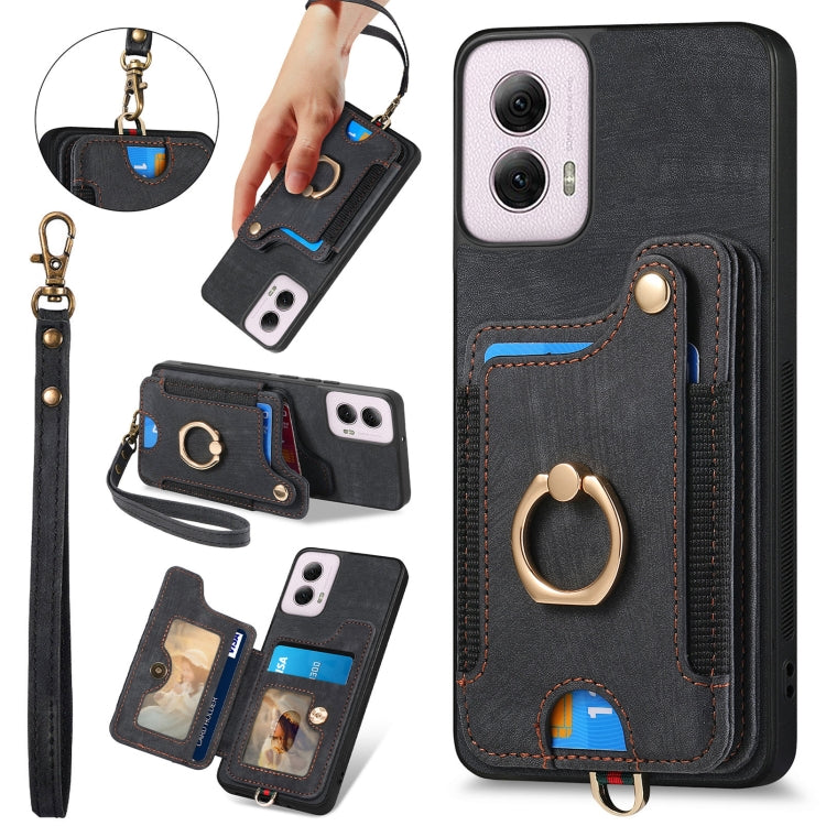 Retro Skin-feel Ring Multi-card RFID Wallet Phone Case