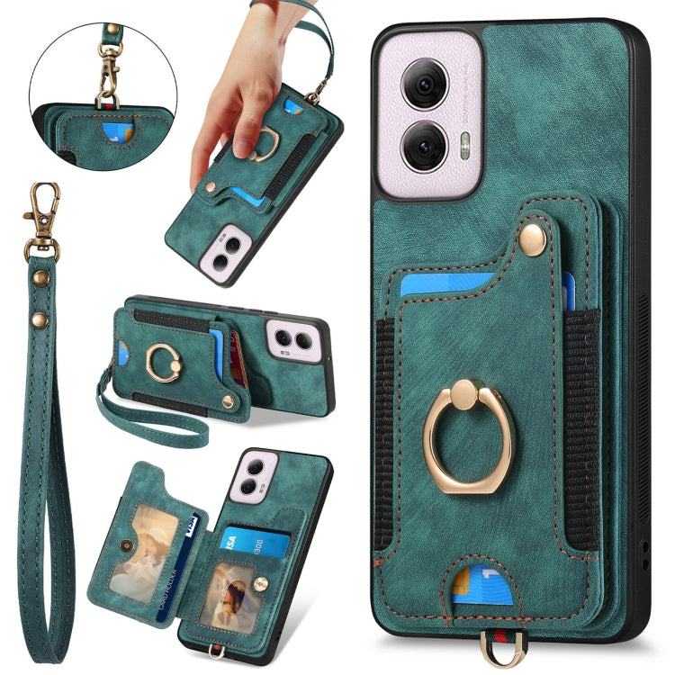Retro Skin-feel Ring Multi-card RFID Wallet Phone Case