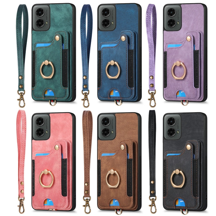 Retro Skin-feel Ring Multi-card RFID Wallet Phone Case