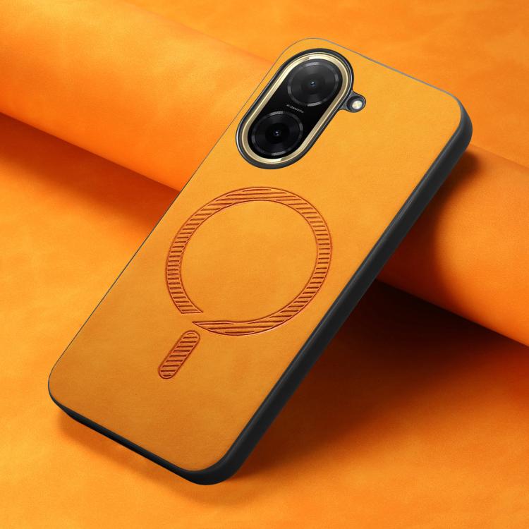 Solid Color Retro Magsafe PU Back Cover Phone Case