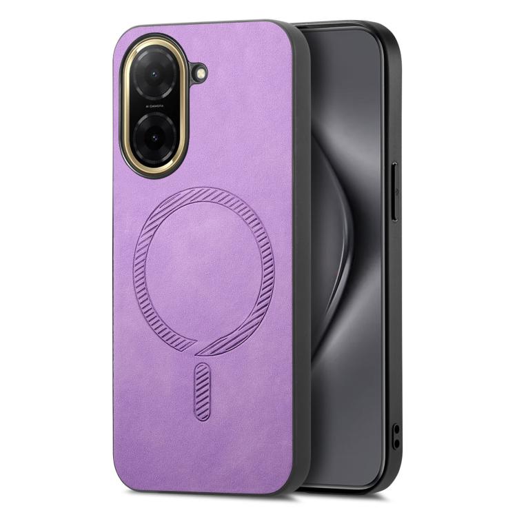 Solid Color Retro Magsafe PU Back Cover Phone Case