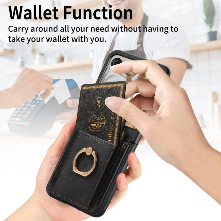 Retro Skin-feel Ring Card Bag Phone Case