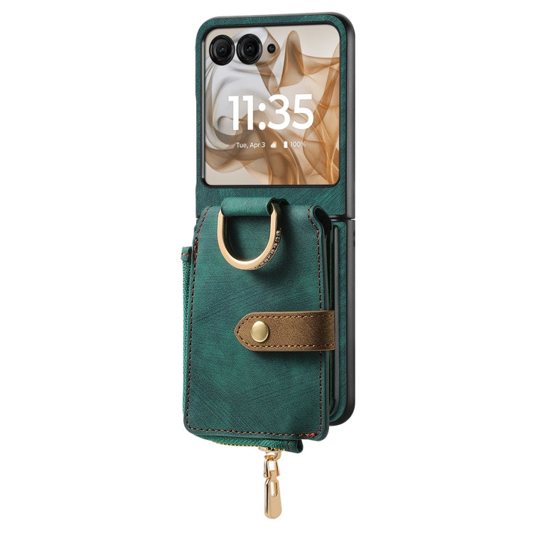 Retro Ring Vertical Zipper Wallet Phone Case