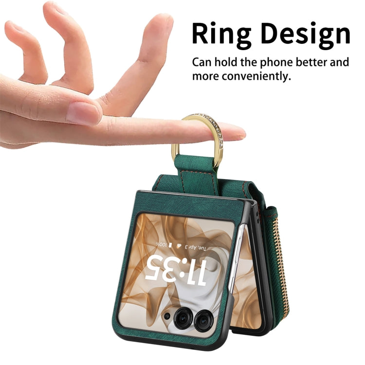 Retro Ring Vertical Zipper Wallet Phone Case