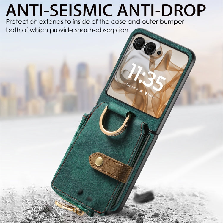 Retro Ring Vertical Zipper Wallet Phone Case