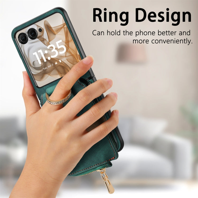 Retro Ring Vertical Zipper Wallet Phone Case