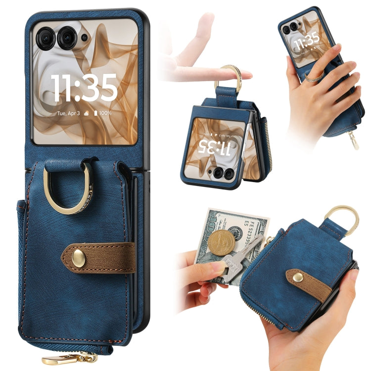 Retro Ring Vertical Zipper Wallet Phone Case