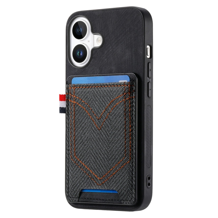 Denim Texture Leather Skin Phone Case with Card Slot, Compatible with iPhone 16