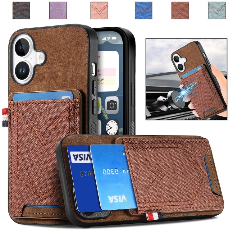 Denim Texture Leather Skin Phone Case with Card Slot, Compatible with iPhone 16 Plus