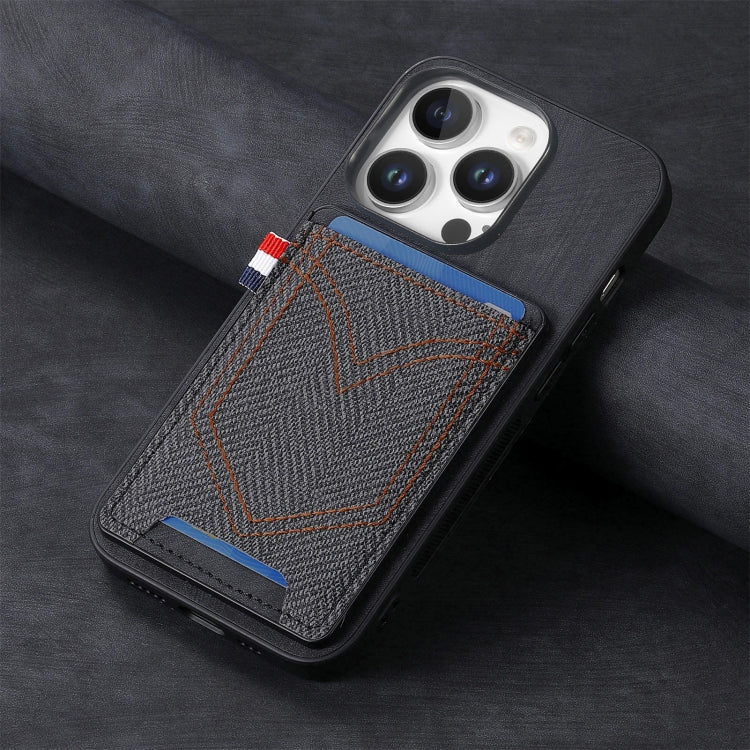 Denim Texture Leather Skin Phone Case with Card Slot, Compatible with iPhone 16 Pro