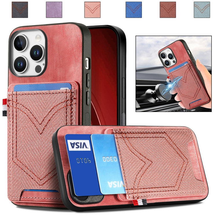 Denim Texture Leather Skin Phone Case with Card Slot, Compatible with iPhone 16 Pro