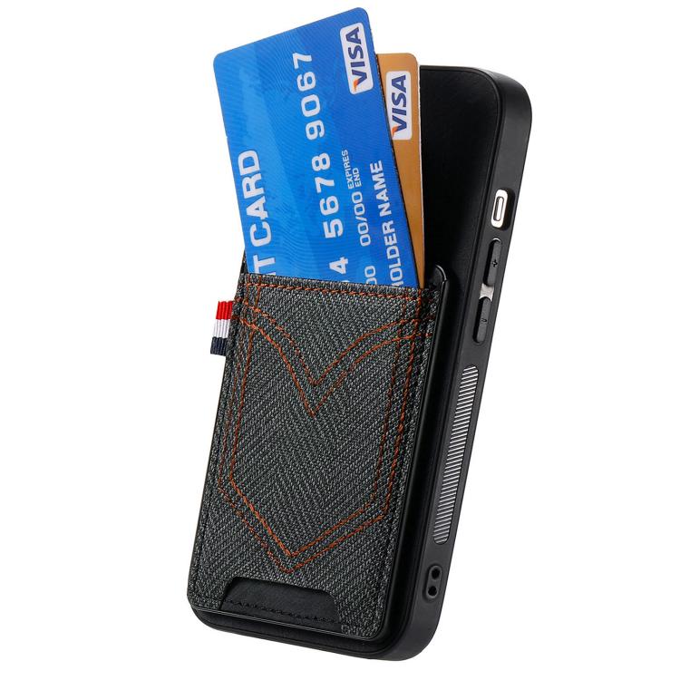 Denim Texture Leather Skin Phone Case with Card Slot, iPhone 16e