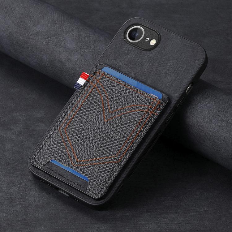 Denim Texture Leather Skin Phone Case with Card Slot, iPhone 16e