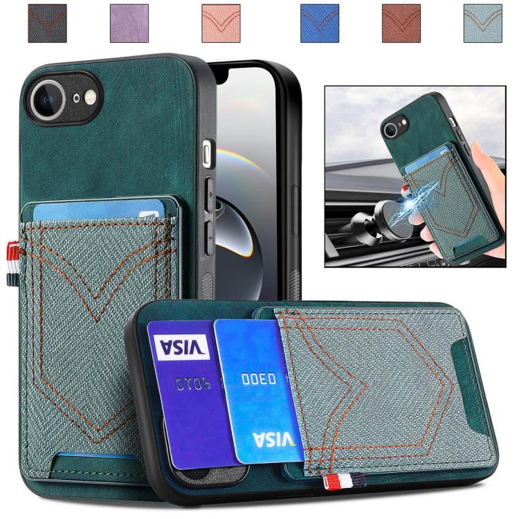 Denim Texture Leather Skin Phone Case with Card Slot, iPhone 16e