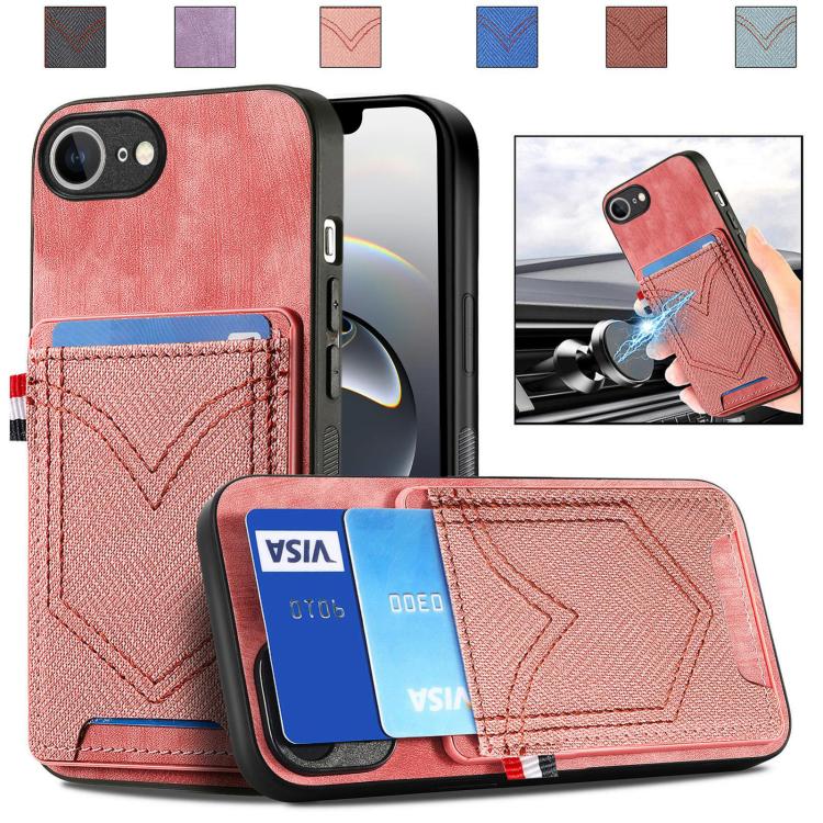 Denim Texture Leather Skin Phone Case with Card Slot, iPhone 16e