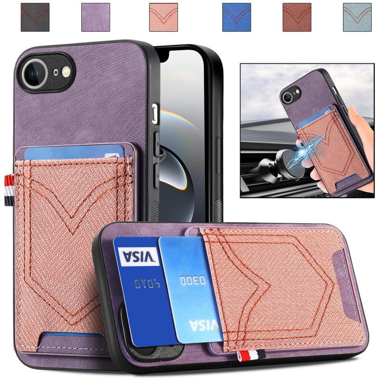 Denim Texture Leather Skin Phone Case with Card Slot, iPhone 16e