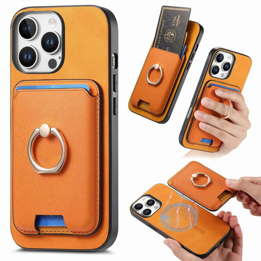 Retro Cross Leather Card Bag MagSafe Phone Case