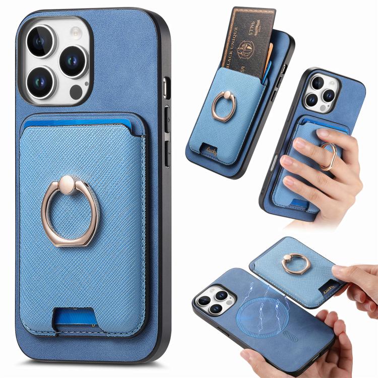 Retro Cross Leather Card Bag MagSafe Phone Case