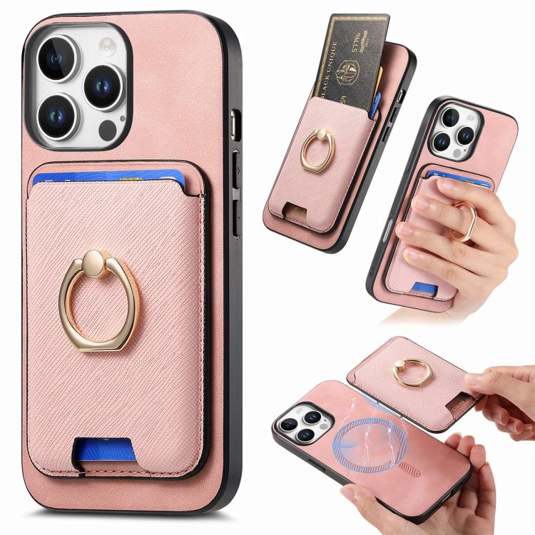 Retro Cross Leather Card Bag MagSafe Phone Case