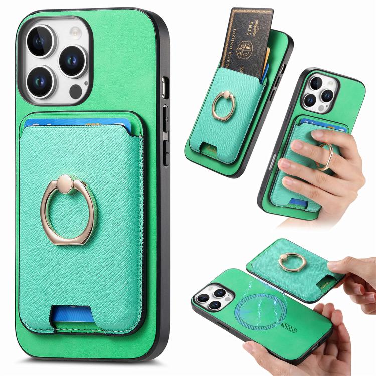 Retro Cross Leather Card Bag MagSafe Phone Case