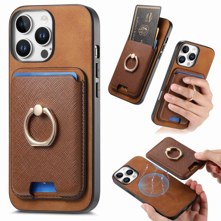 Retro Cross Leather Card Bag MagSafe Phone Case