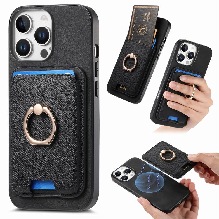 Retro Cross Leather Card Bag MagSafe Phone Case