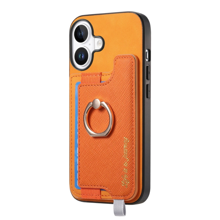 Retro Magsafe Cross Leather Ring Holder Card Bag Phone Case, Compatible with iPhone 16 Plus