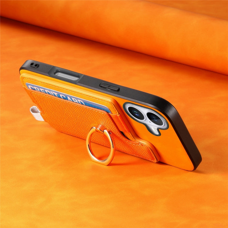 Retro Magsafe Cross Leather Ring Holder Card Bag Phone Case, Compatible with iPhone 16 Plus