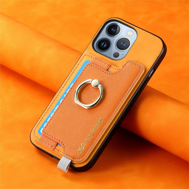 Retro Magsafe Cross Leather Ring Holder Card Bag Phone Case, Compatible with iPhone 16 Pro Max
