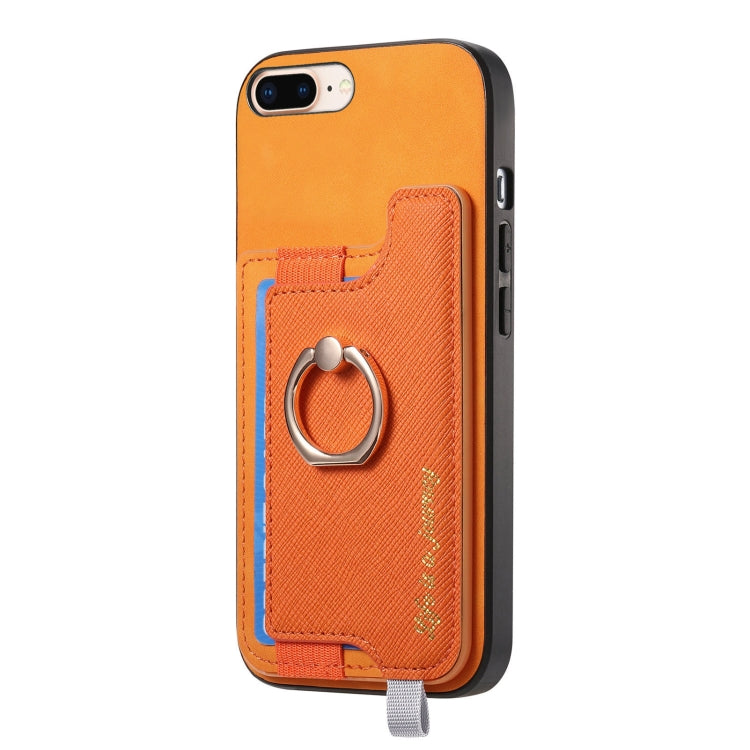 Retro Magsafe Cross Leather Ring Holder Card Bag Phone Case, Compatible with iPhone X / XS