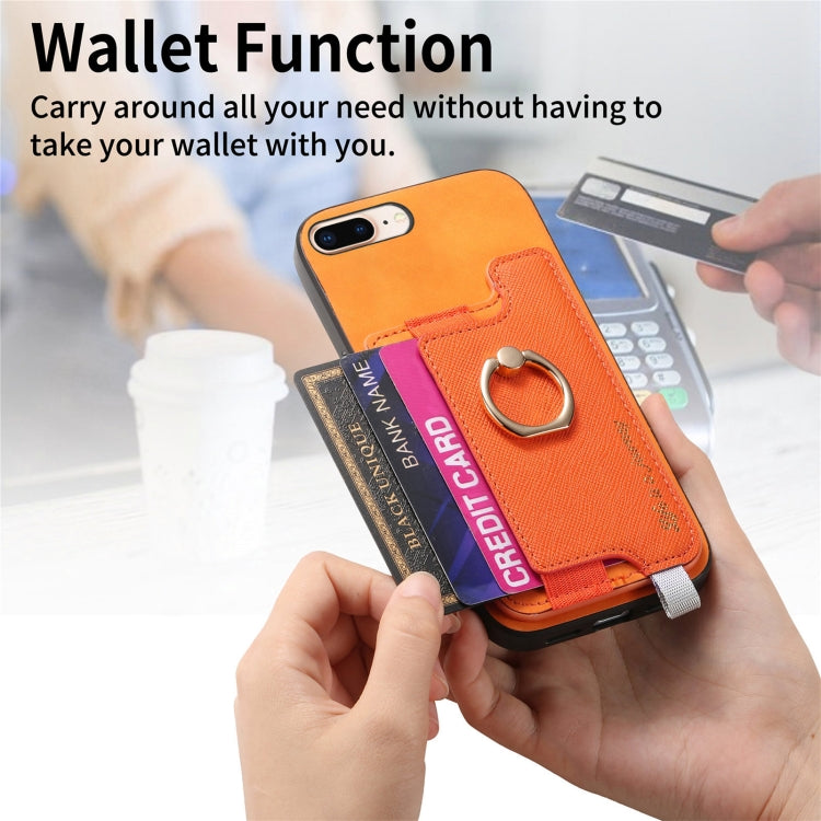 Retro Magsafe Cross Leather Ring Holder Card Bag Phone Case, Compatible with iPhone XS Max