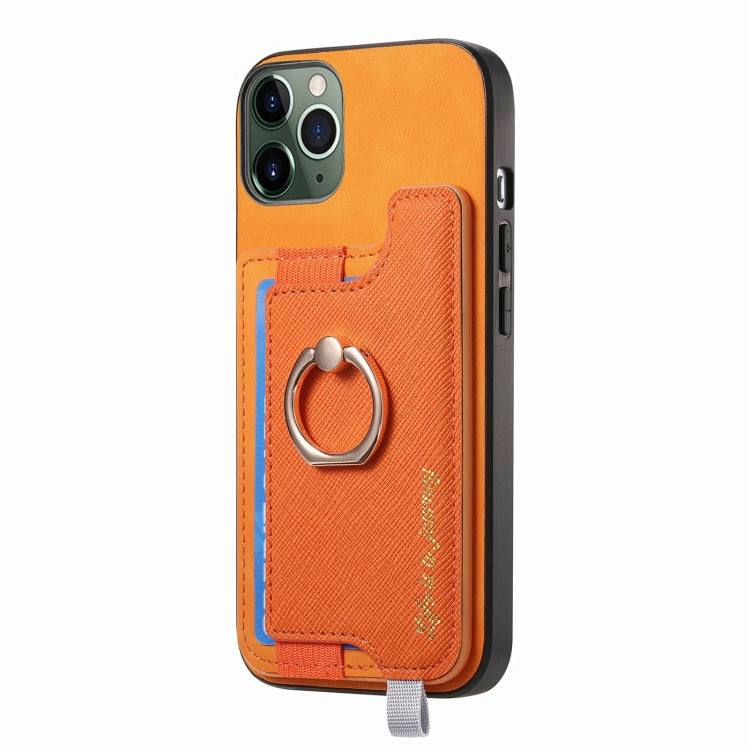 Retro Magsafe Cross Leather Ring Holder Card Bag Phone Case, Compatible with iPhone 11 Pro