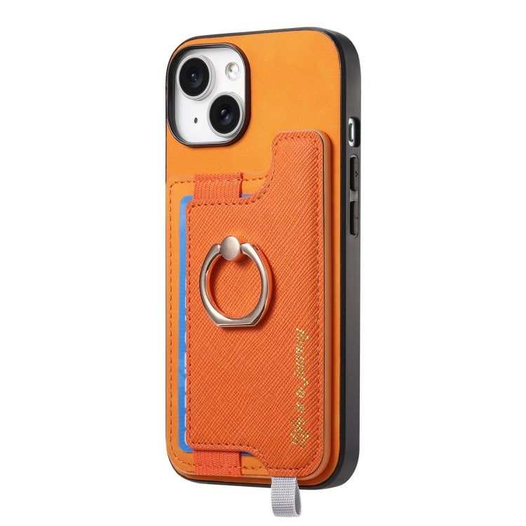 Retro Magsafe Cross Leather Ring Holder Card Bag Phone Case, Compatible with iPhone 14 Plus