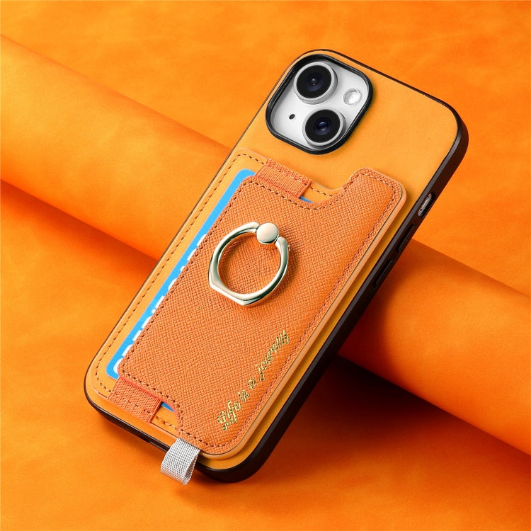 Retro Magsafe Cross Leather Ring Holder Card Bag Phone Case, Compatible with iPhone 14 Plus