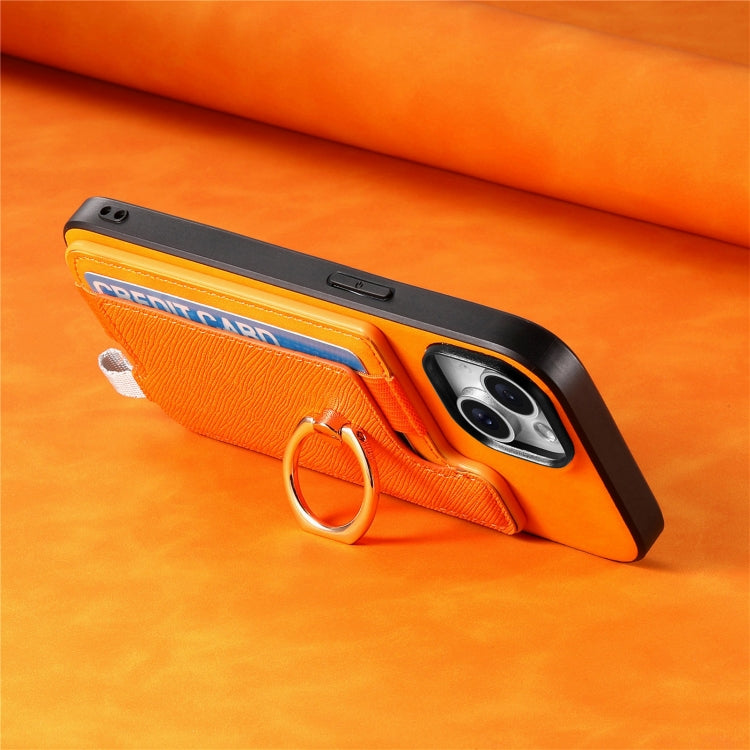 Retro Magsafe Cross Leather Ring Holder Card Bag Phone Case, Compatible with iPhone 14 Plus