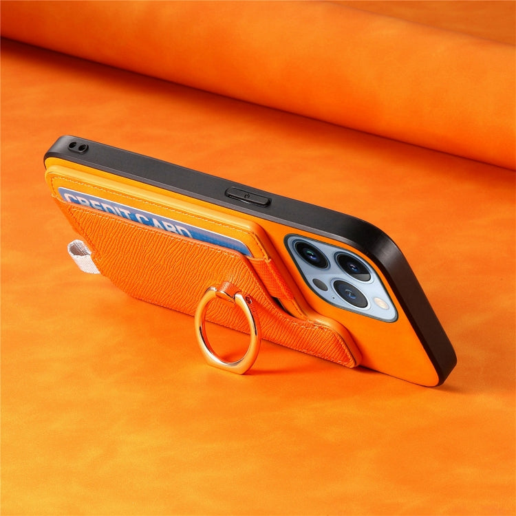Retro Magsafe Cross Leather Ring Holder Card Bag Phone Case, Compatible with iPhone 15