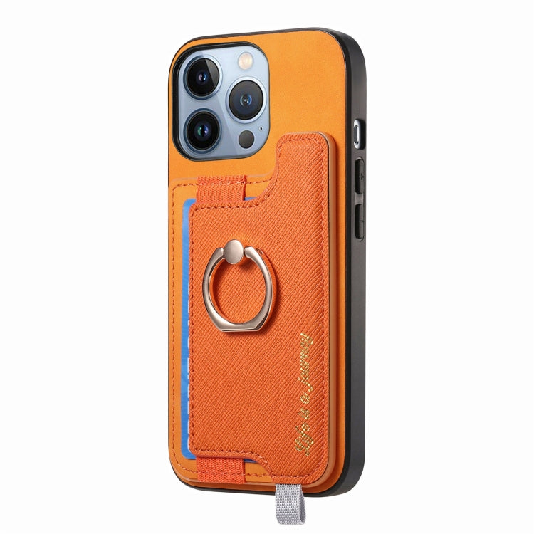 Retro Magsafe Cross Leather Ring Holder Card Bag Phone Case, Compatible with iPhone 15 Plus