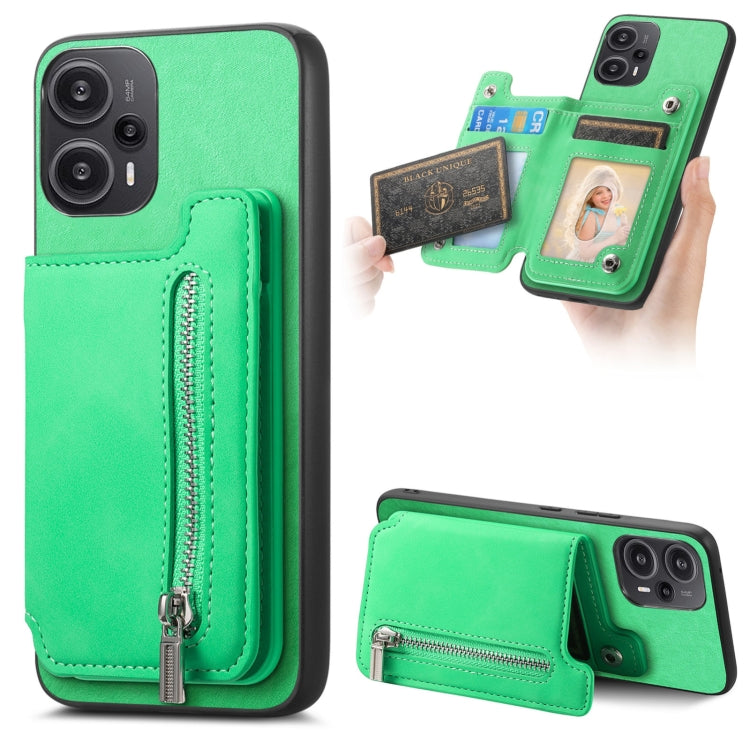 Retro MagSafe Zipper Wallet Card Bag Back Phone Case