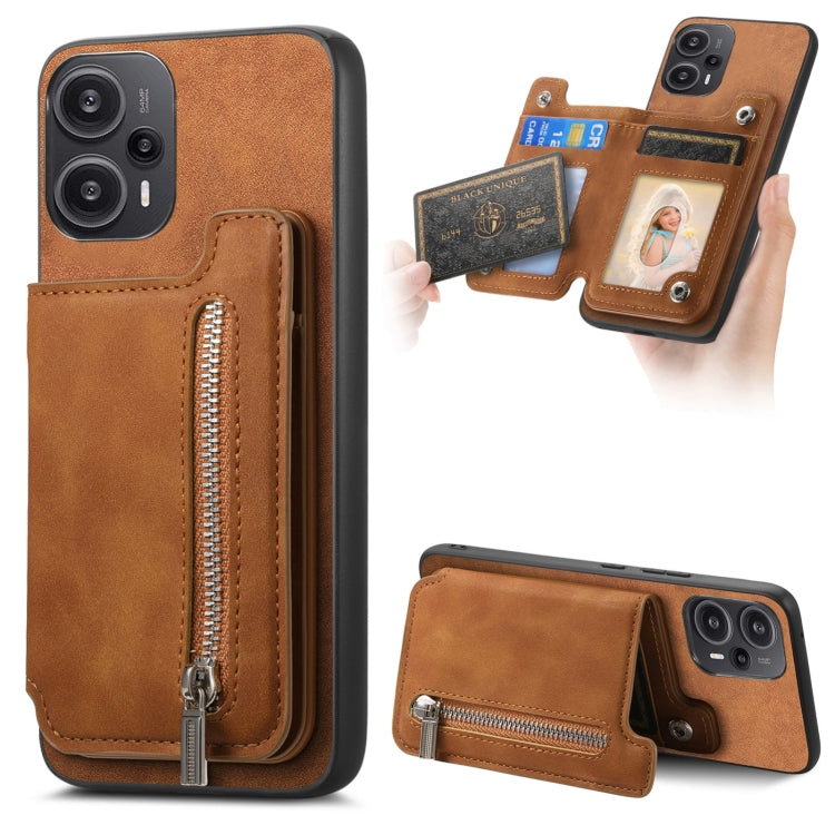 Retro MagSafe Zipper Wallet Card Bag Back Phone Case