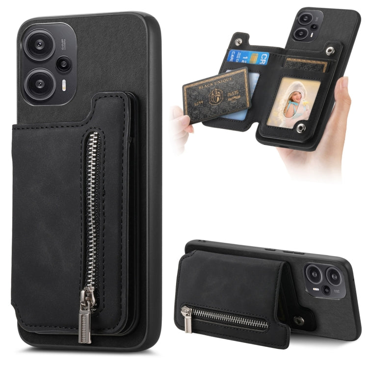 Retro MagSafe Zipper Wallet Card Bag Back Phone Case