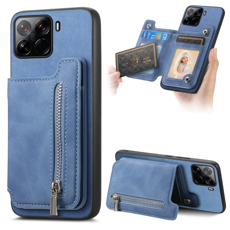 Retro MagSafe Zipper Wallet Card Bag Back Phone Case