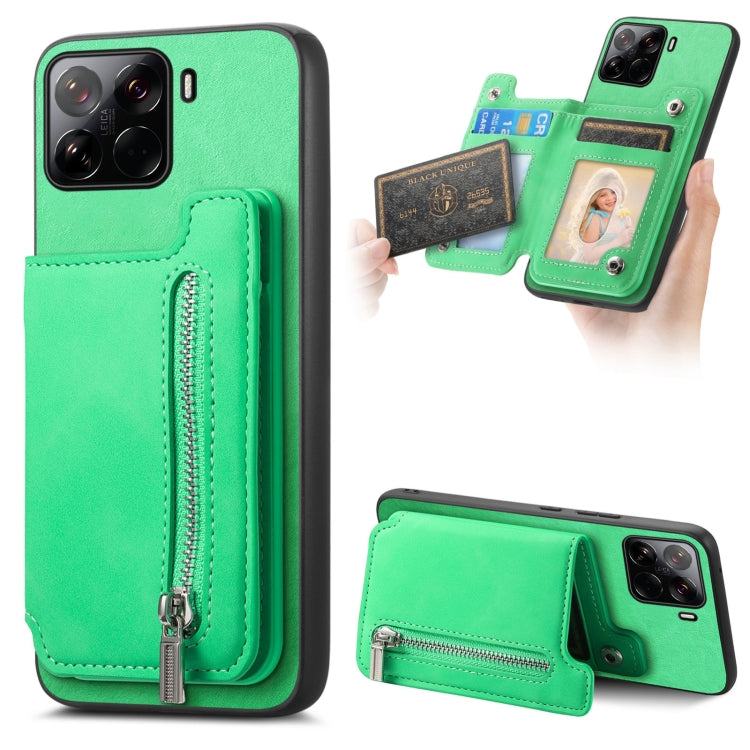Retro MagSafe Zipper Wallet Card Bag Back Phone Case