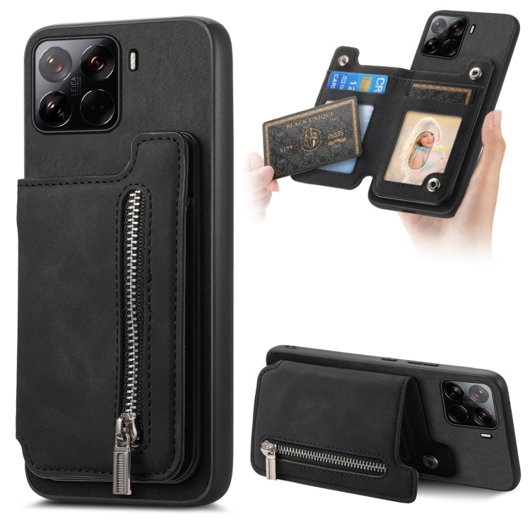 Retro MagSafe Zipper Wallet Card Bag Back Phone Case