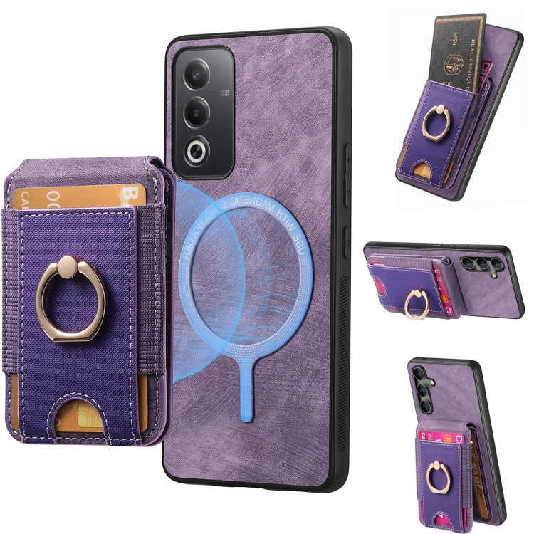 Retro Splitable Magnetic Stand Card Bag Leather Phone Case, Compatible with OPPO A38 4G / A18 4G