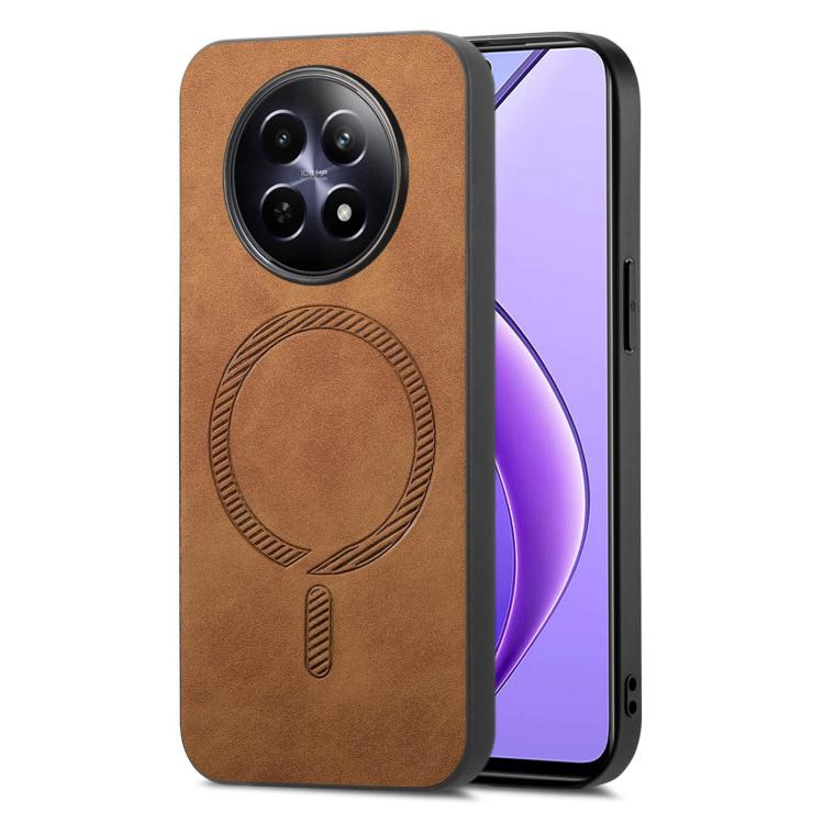 Retro MagSafe Magnetic PU Back Cover Phone Case, Compatible with Realme 12 5G