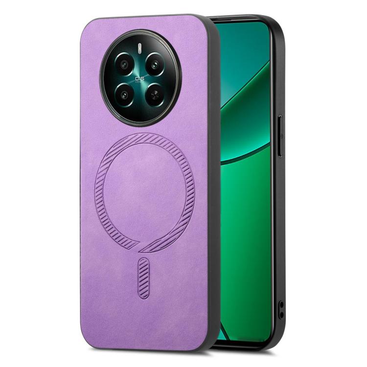 Retro MagSafe Magnetic PU Back Cover Phone Case, Compatible with Realme 12+ 5G
