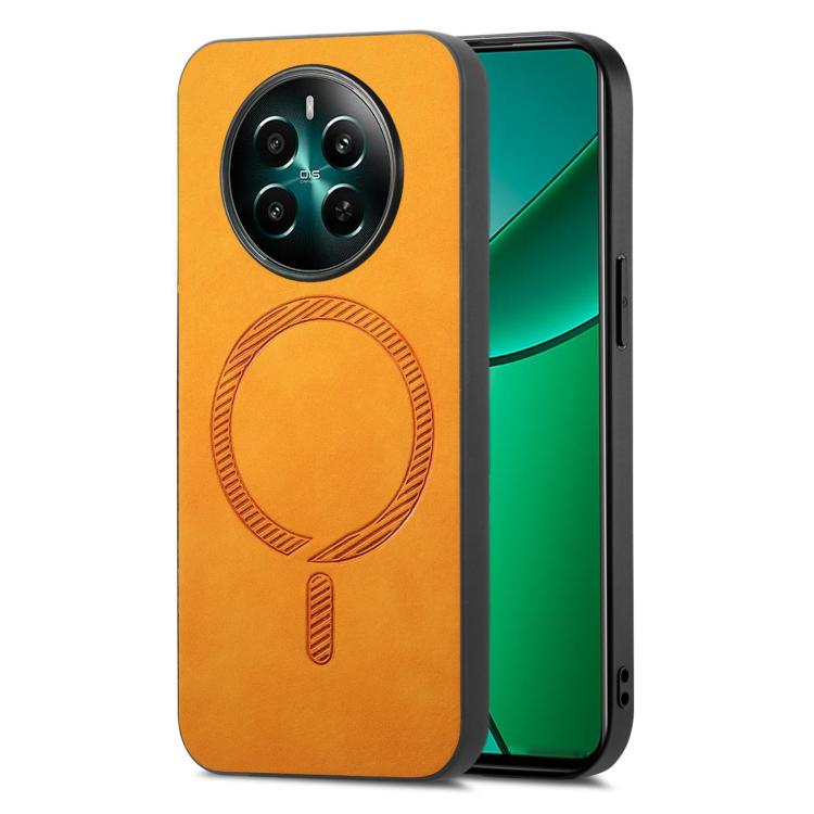 Retro MagSafe Magnetic PU Back Cover Phone Case, Compatible with Realme 12+ 5G